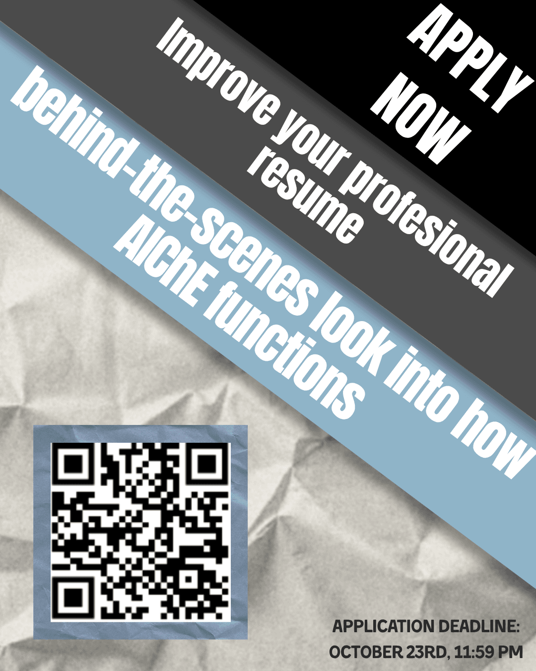 Flyer for AIChE Freshman Intern Position Application Deadline