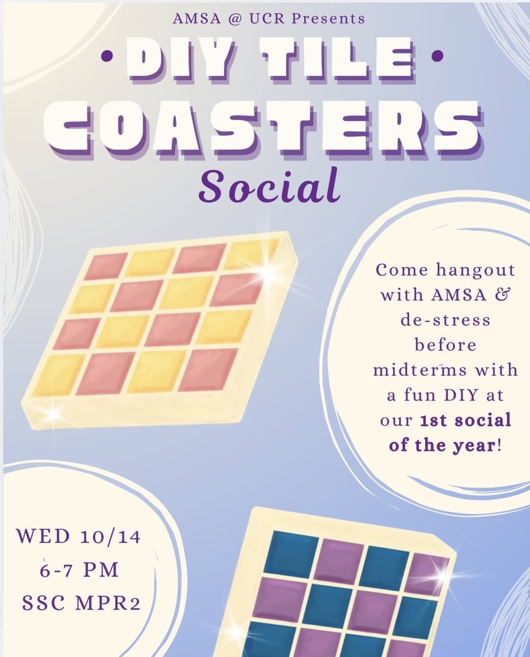 Flyer for AMSA DIY Tile Coaster Social