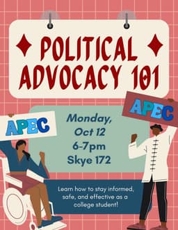 Political Advocacy Workshop, Today flyer
