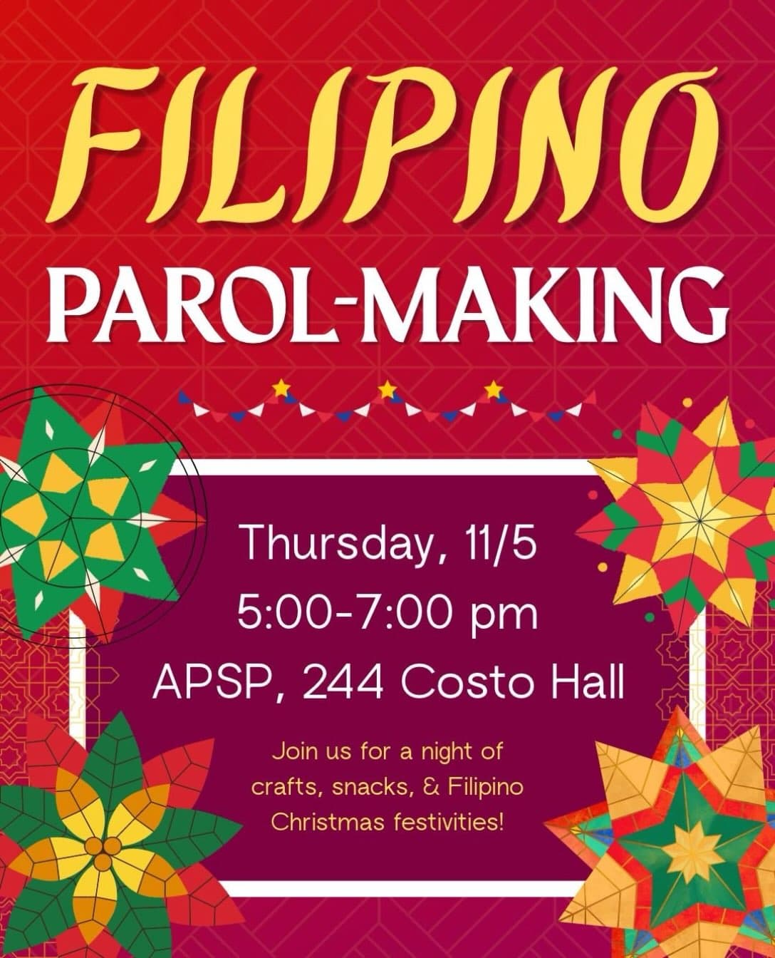 Flyer for Filipino Parol-Making