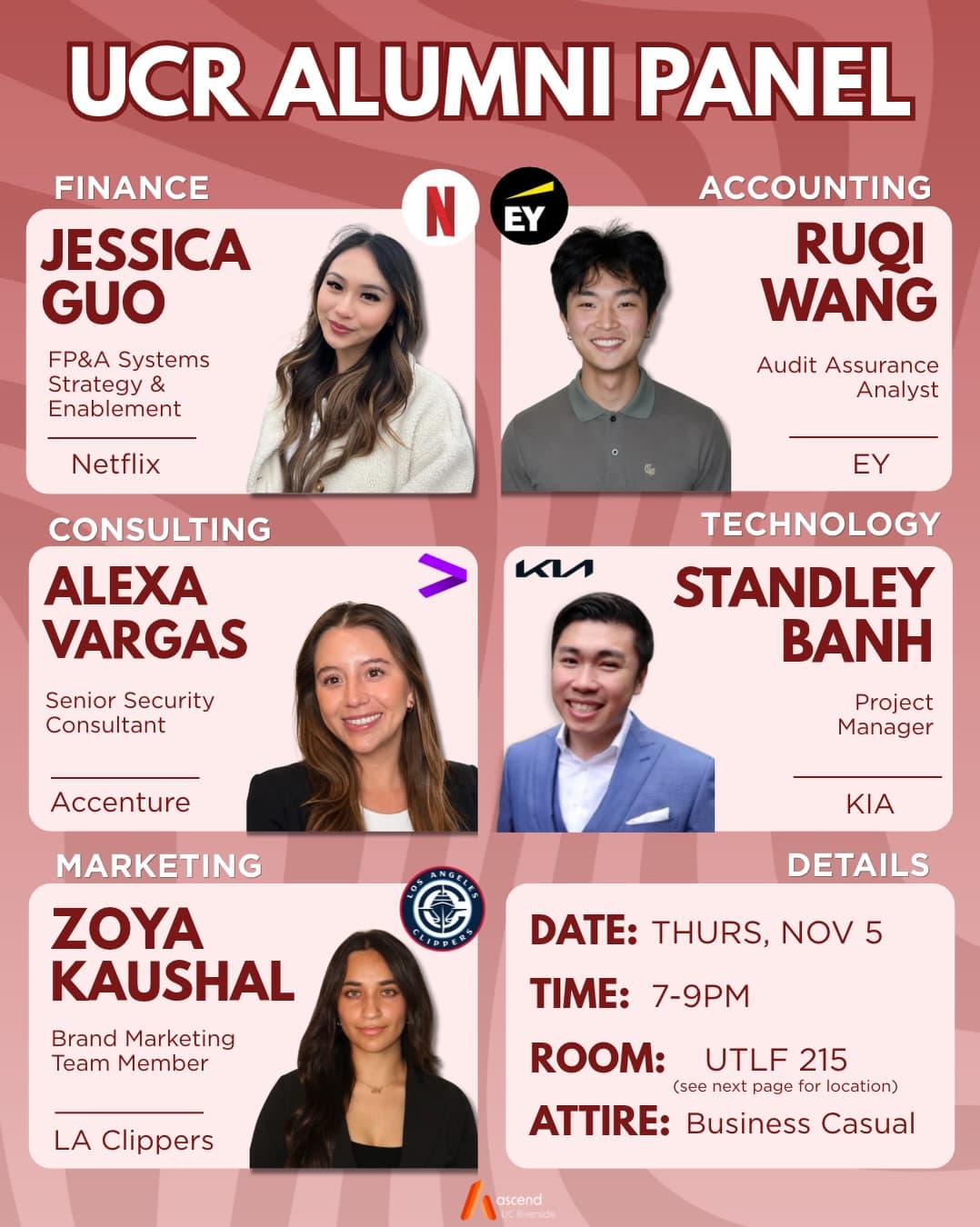 Flyer for Ascend UCR Alumni Panel