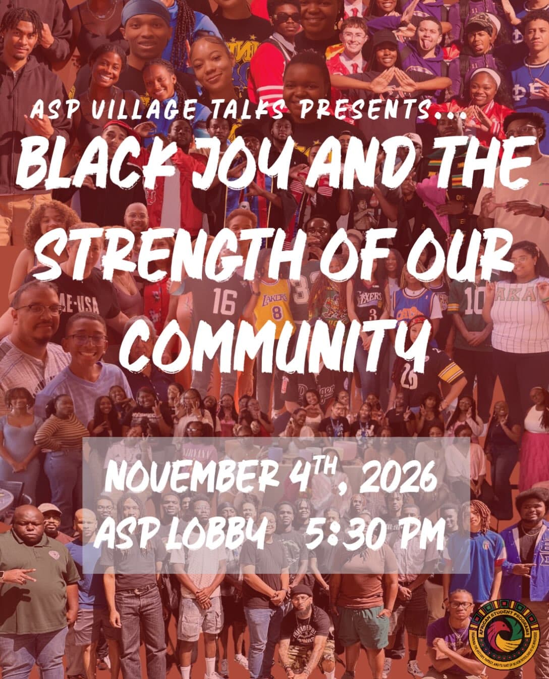 Flyer for ASP Village Talks: Black Joy and the Strength of Our Community