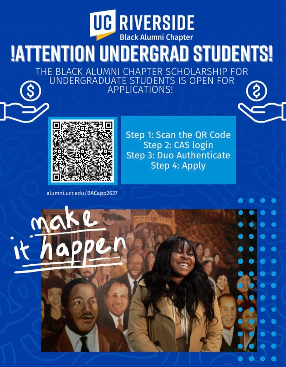Flyer for Black Alumni Chapter Scholarship Application Deadline