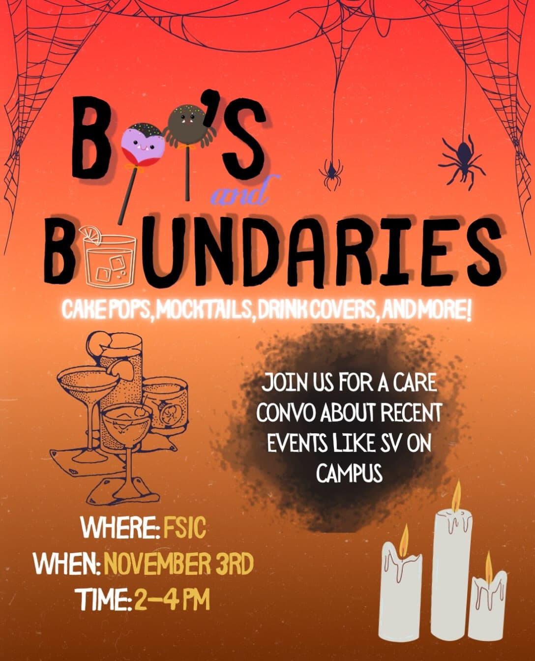 Flyer for BSAV x CARE Presents Boos and Boundaries: FSIC Edition