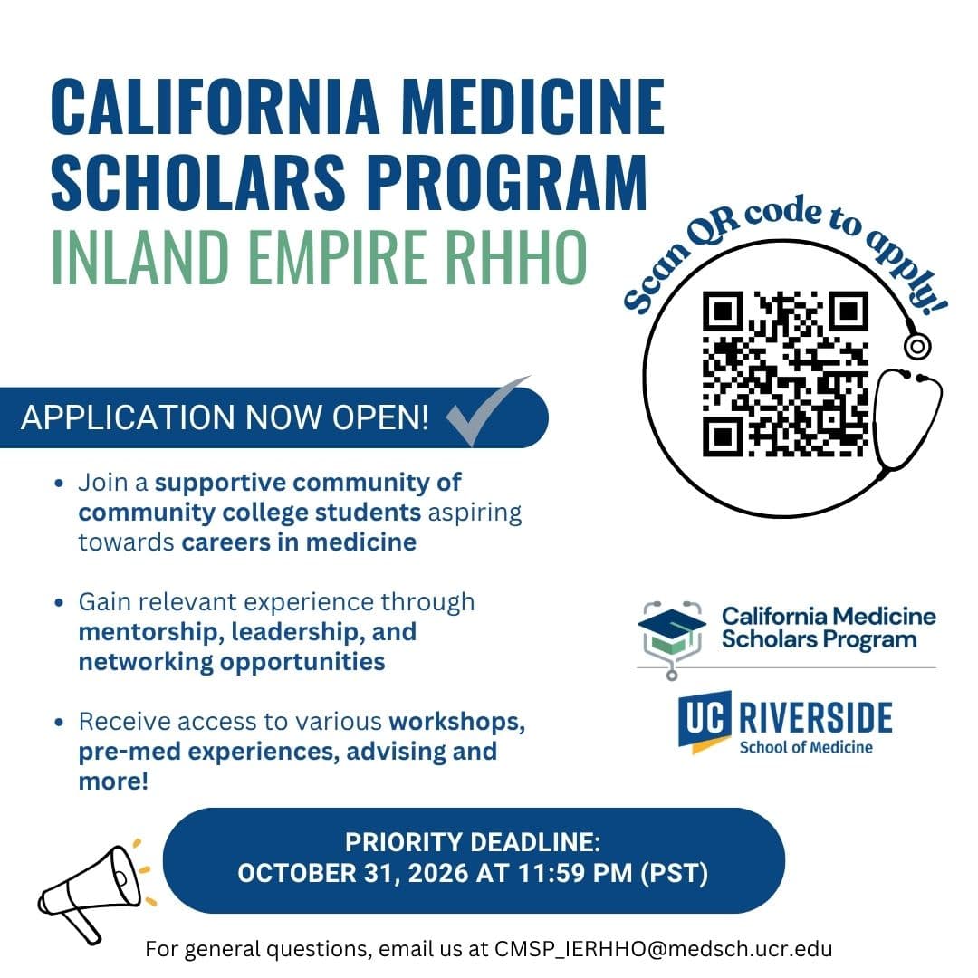 Flyer for California Medicine Scholars Program Priority Application Deadline