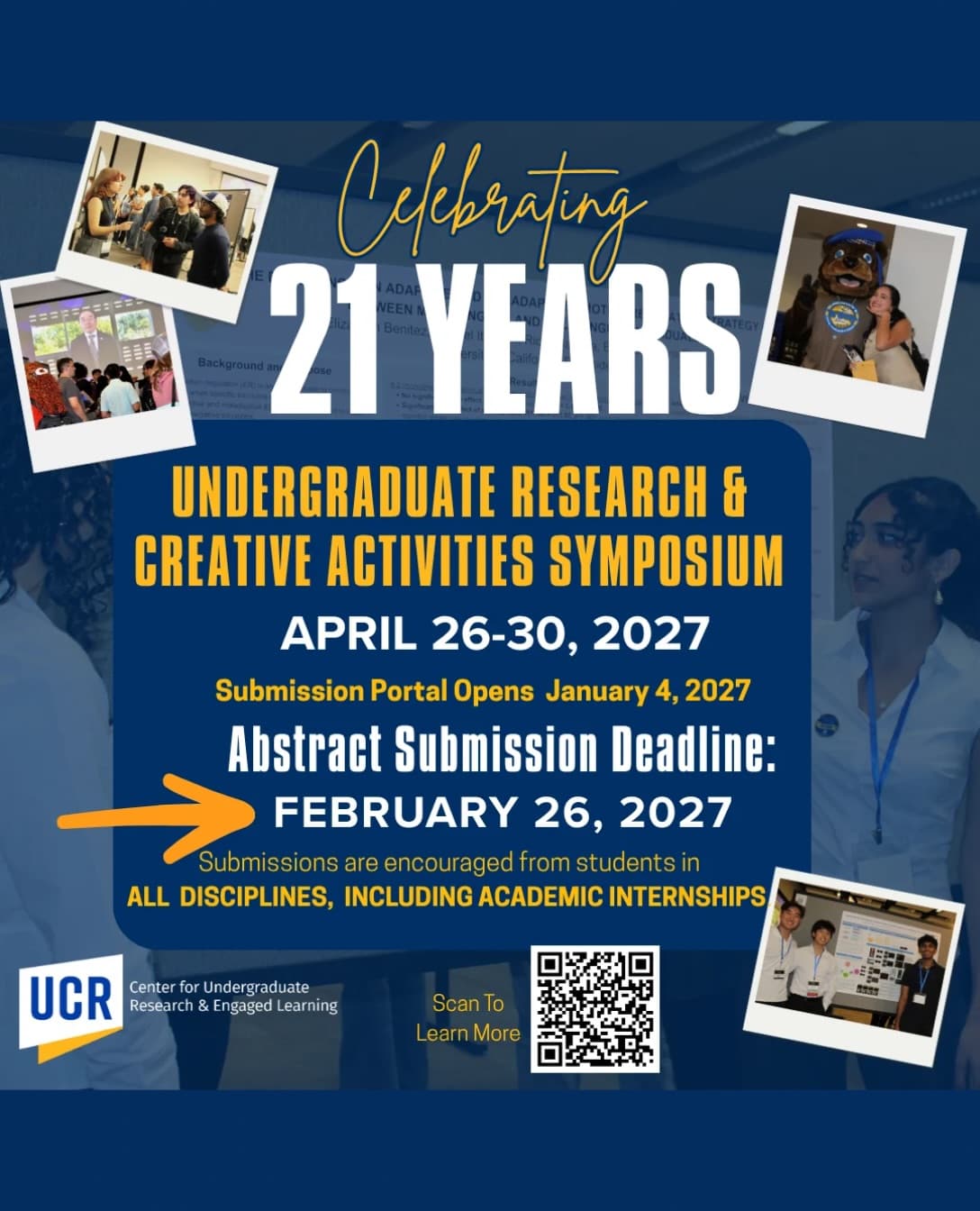 Flyer for Abstract Submission Deadline: 21st Annual Undergraduate Research and Creative Activities Symposium