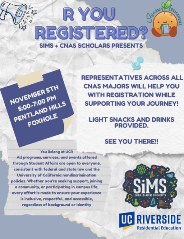 Flyer for SiMS+CNAS Scholars Registration Engagement