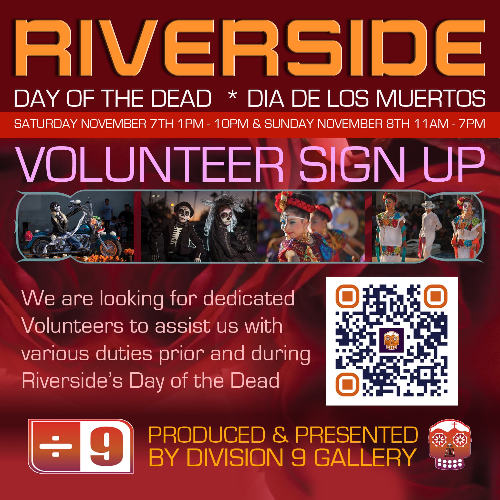 Flyer for Riverside Day of the Dead 2026 Volunteers