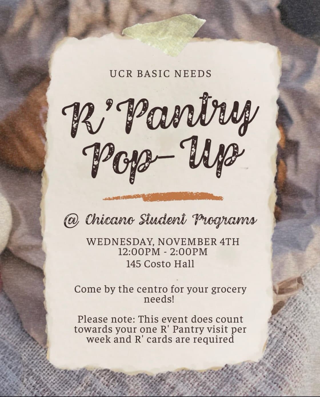 Flyer for R'Pantry Pop-Up