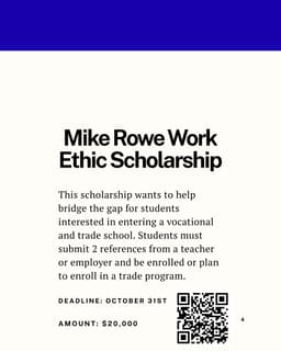 Mike Rowe Work Ethic Scholarship Deadline, Today flyer