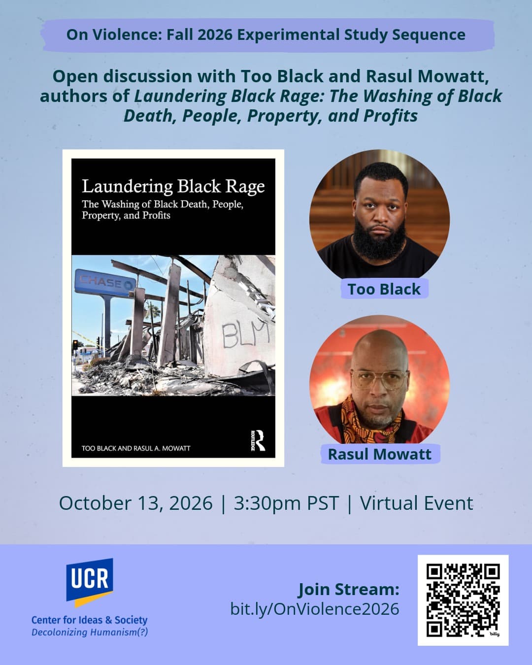 Flyer for Open discussion with Too Black and Rasul Mowatt