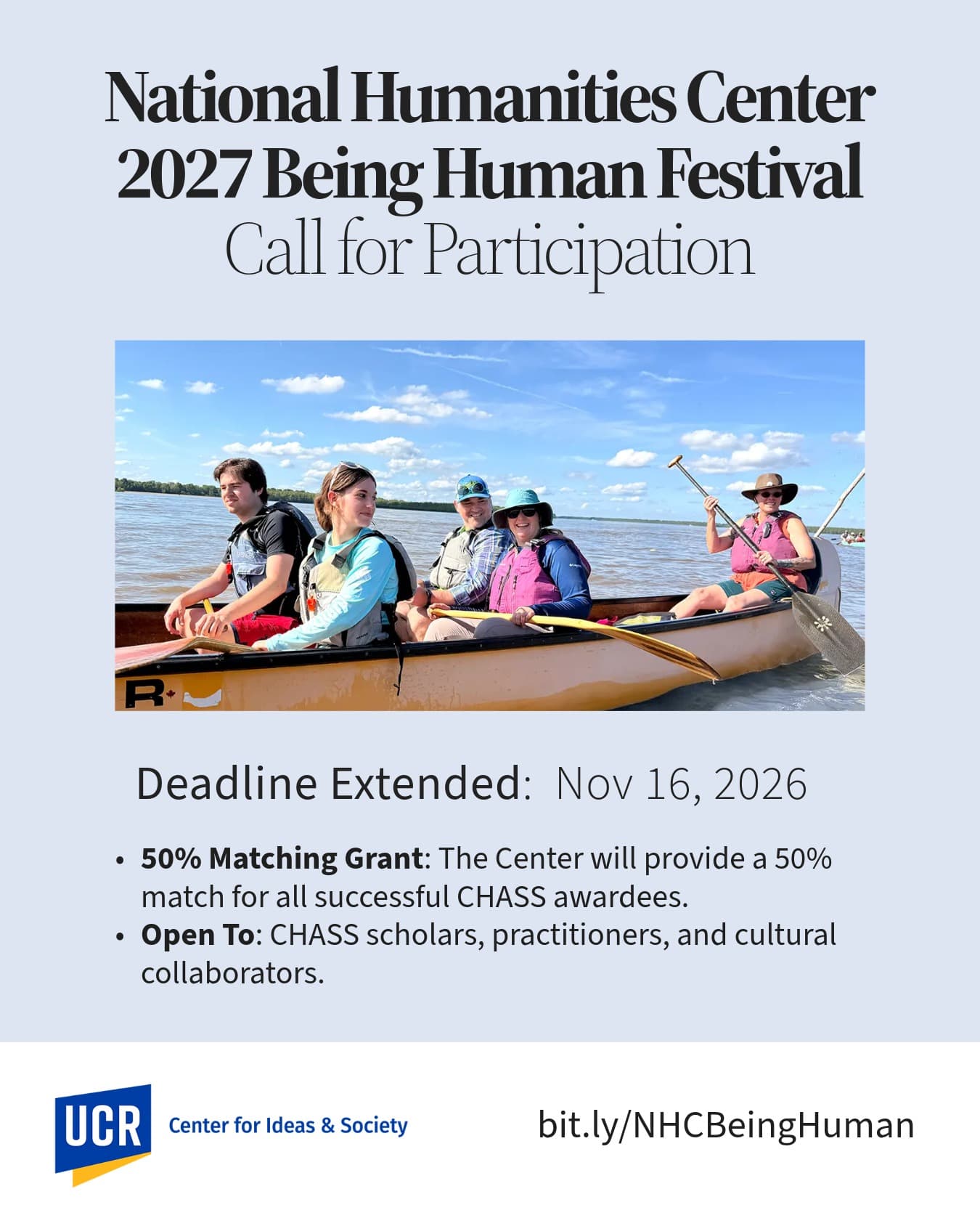 Flyer for 2027 Being Human Festival Proposal Submission Deadline