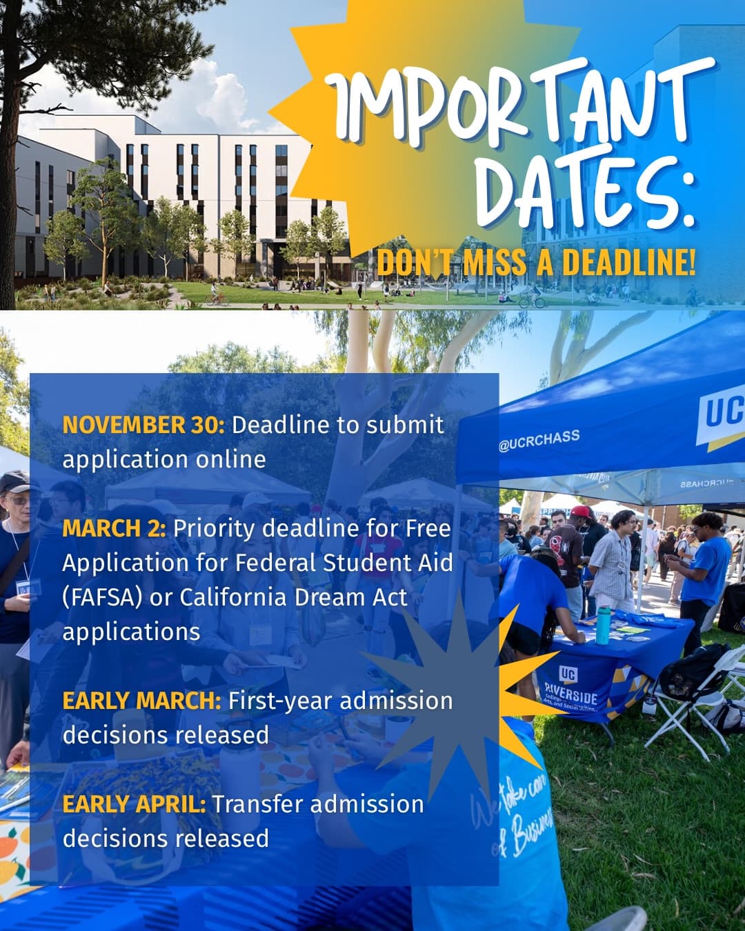 Flyer for UC Application Submission Deadline