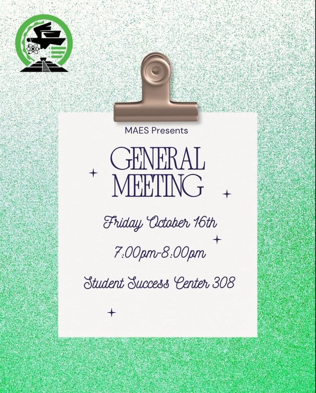 Flyer for MAES General Meeting