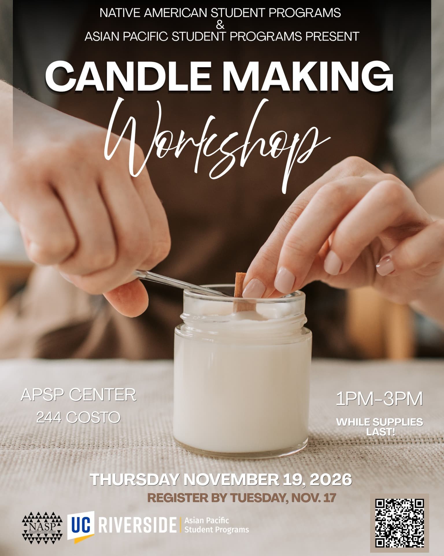 Flyer for Candle Making Workshop Registration Deadline