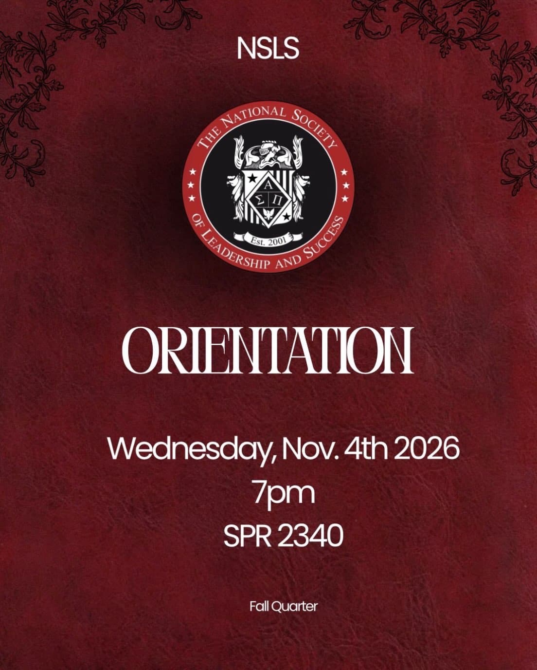 Flyer for NSLS Orientation
