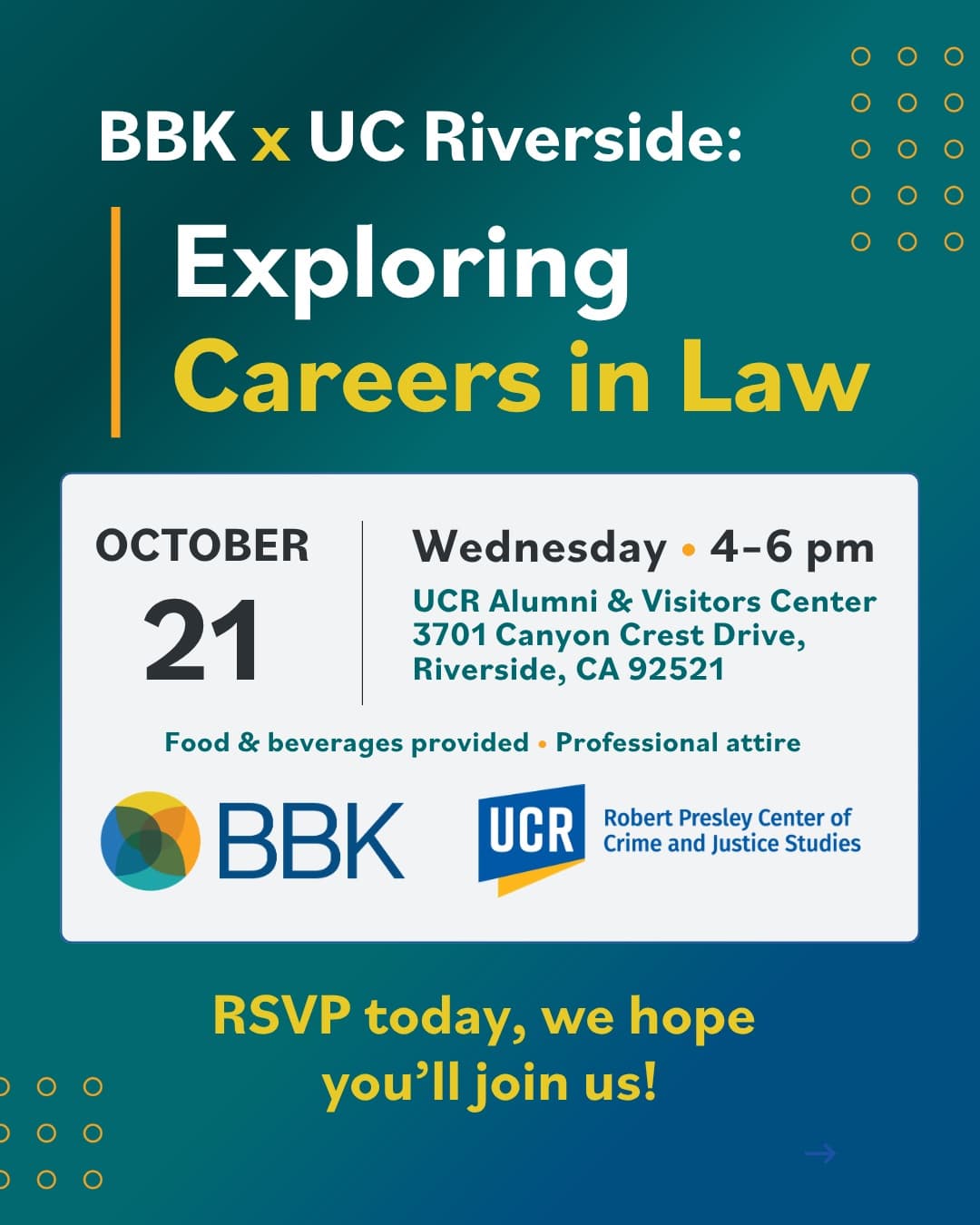Flyer for Exploring Careers in Law