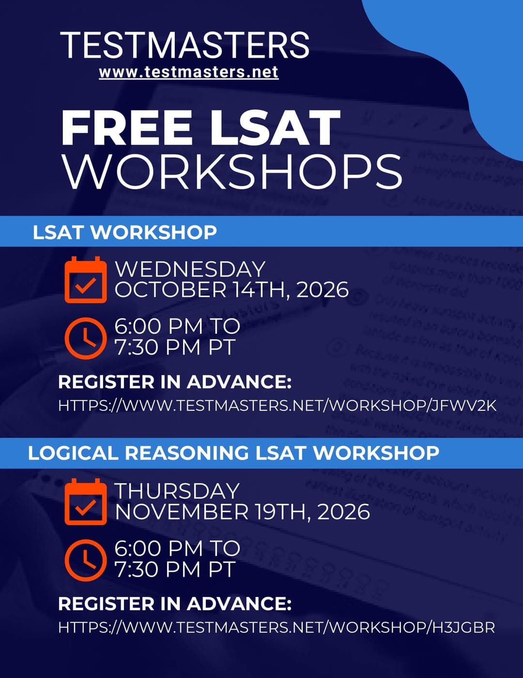 Flyer for LSAT Workshop