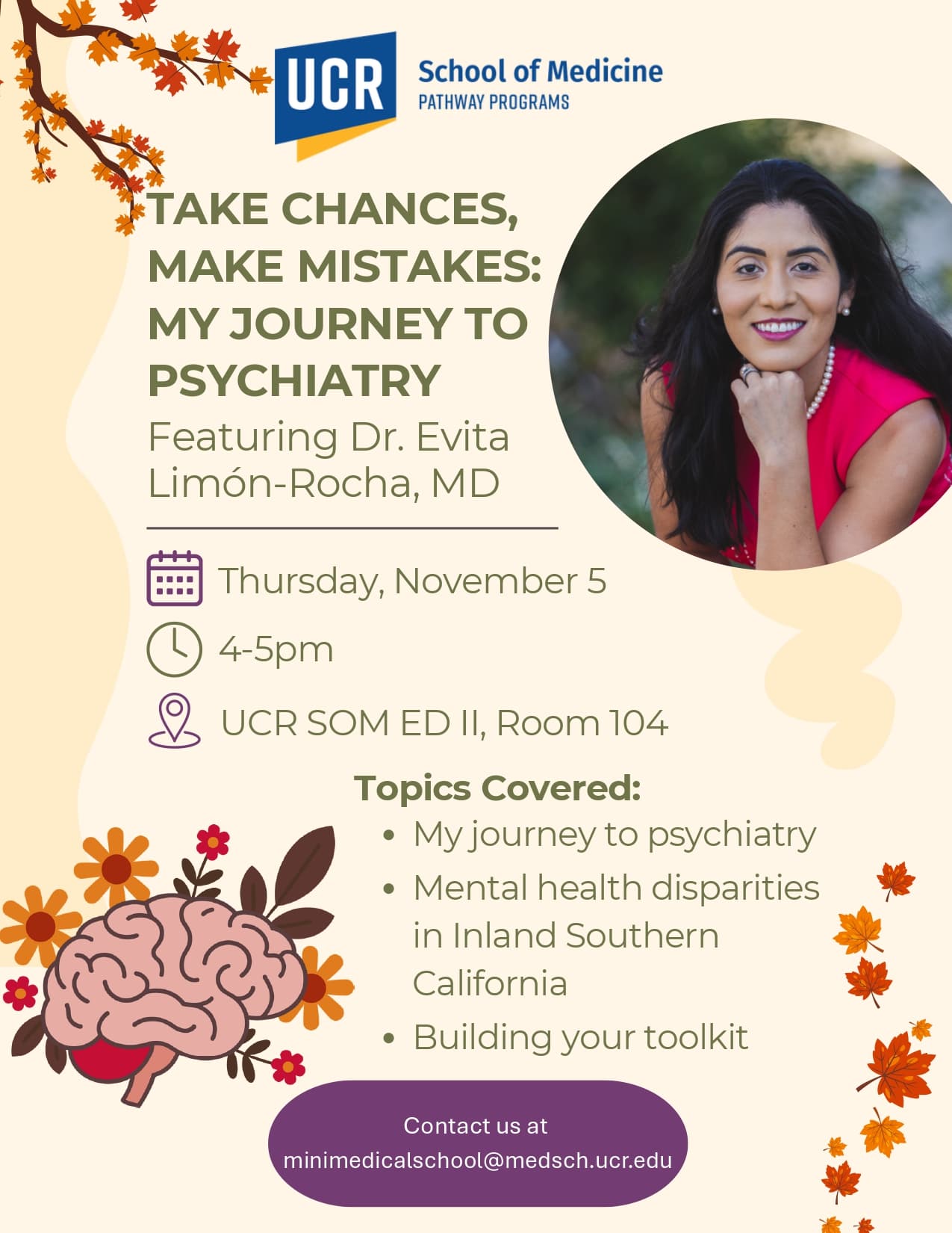 Flyer for Take Chances, Make Mistakes: My Journey to Psychiatry