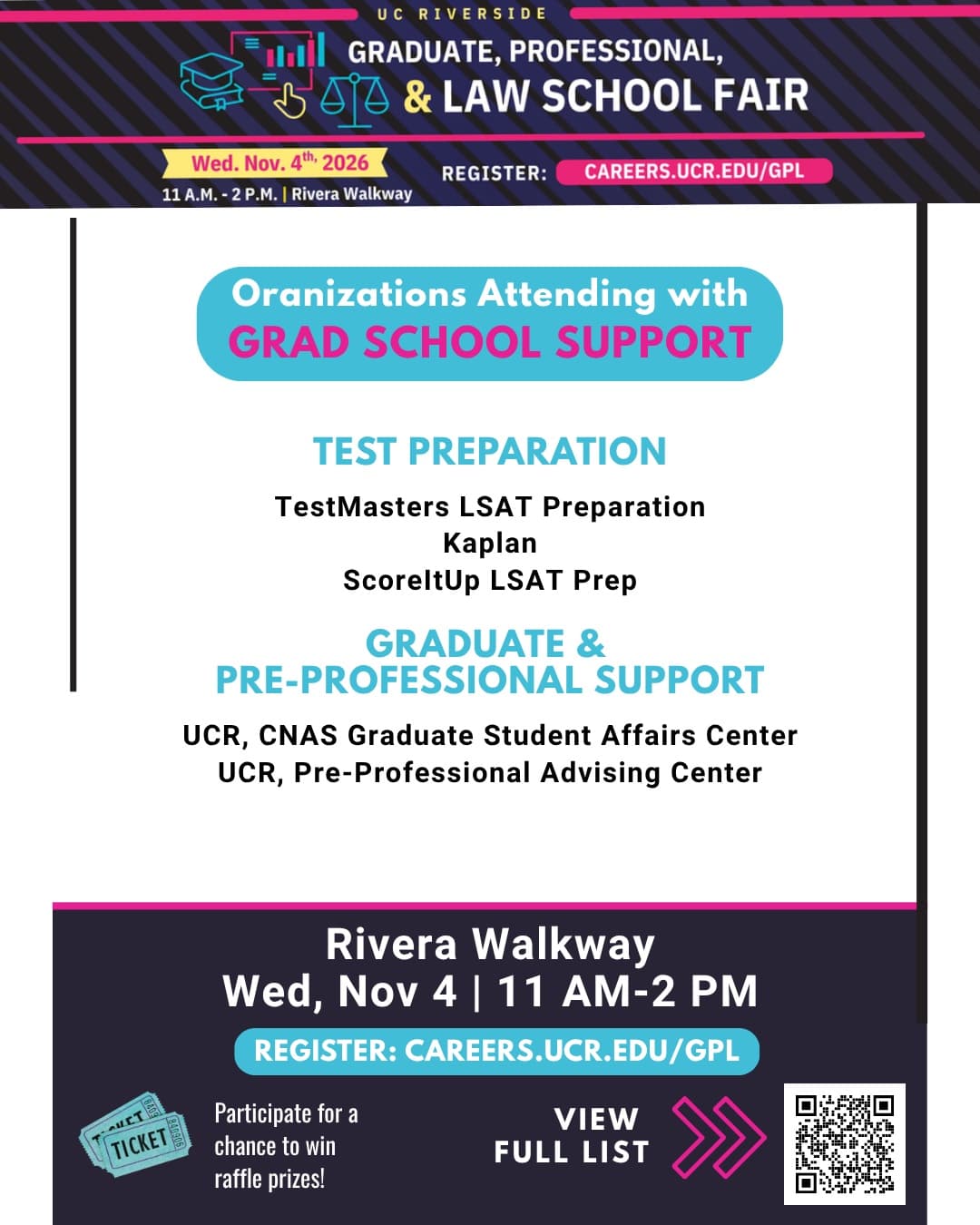 Flyer for Graduate, Professional & Law School Fair