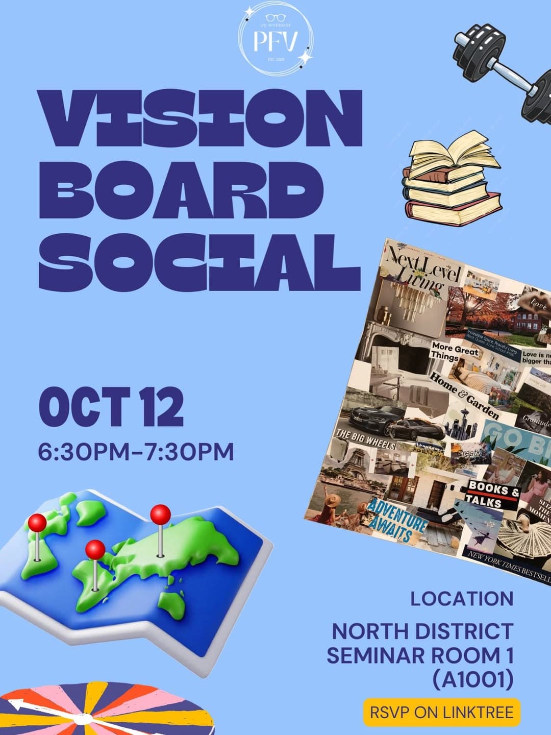 Flyer for PFV Fall Quarter Social: Vision Board Making