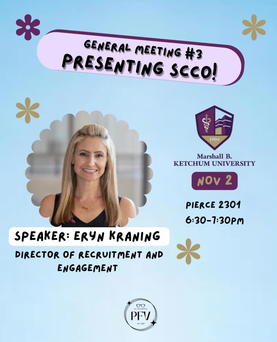 Flyer for General Meeting #3: SCCO Presentation