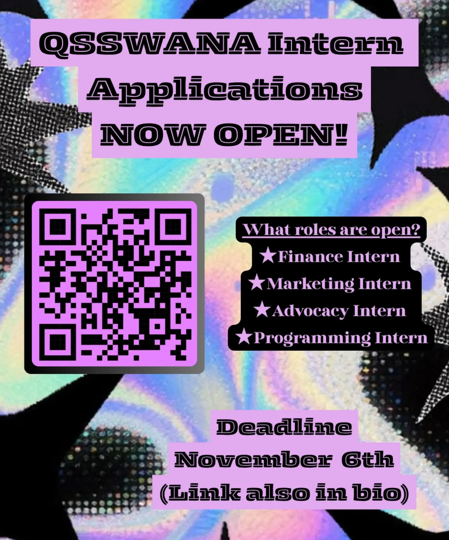 Flyer for QSSWANA Intern Application Deadline
