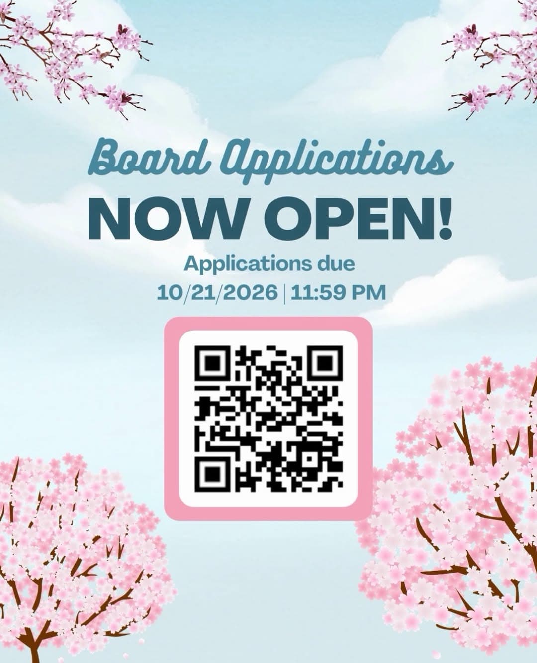 Flyer for Sakurabu Board Member Application Deadline