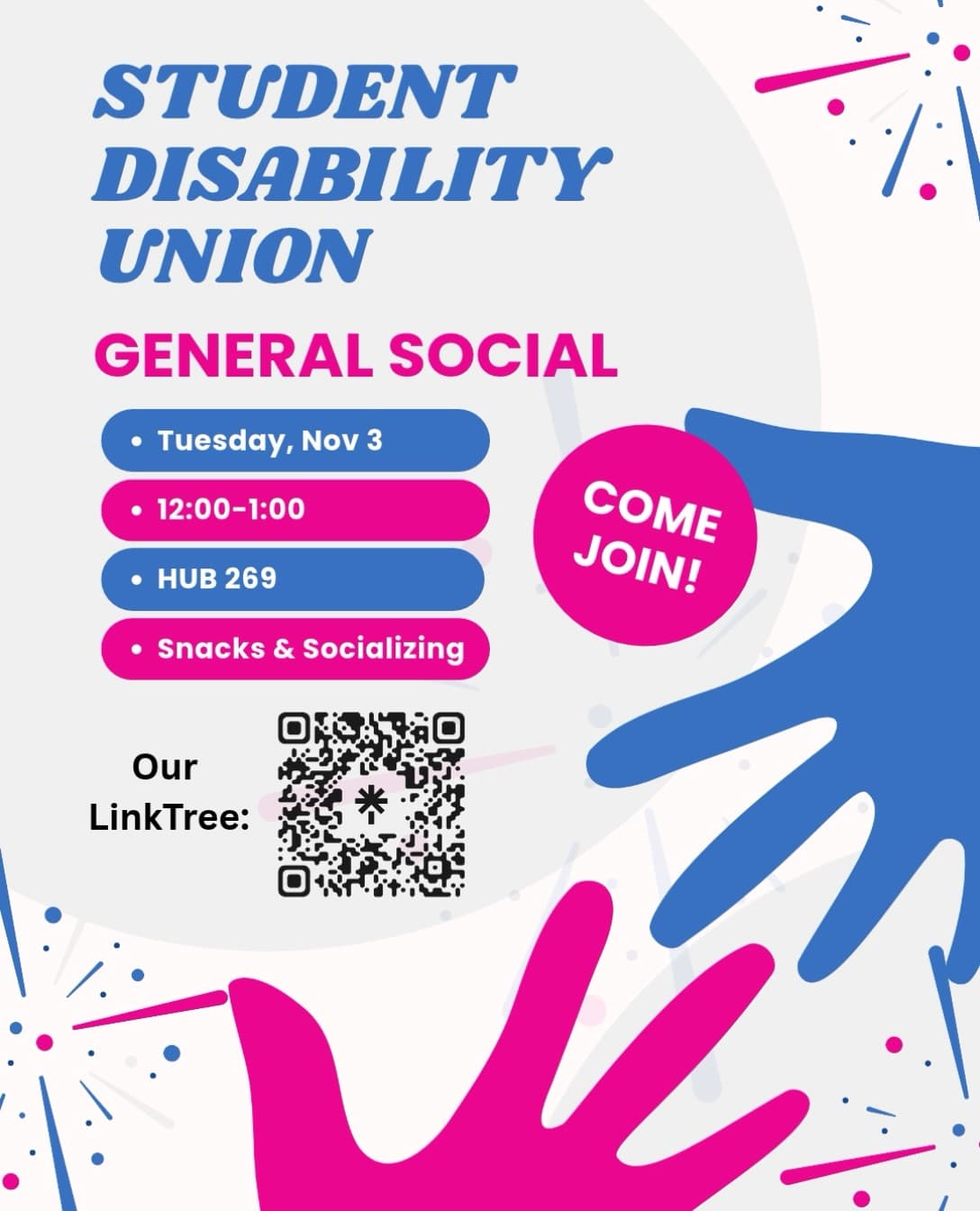Flyer for Student Disability Union General Social