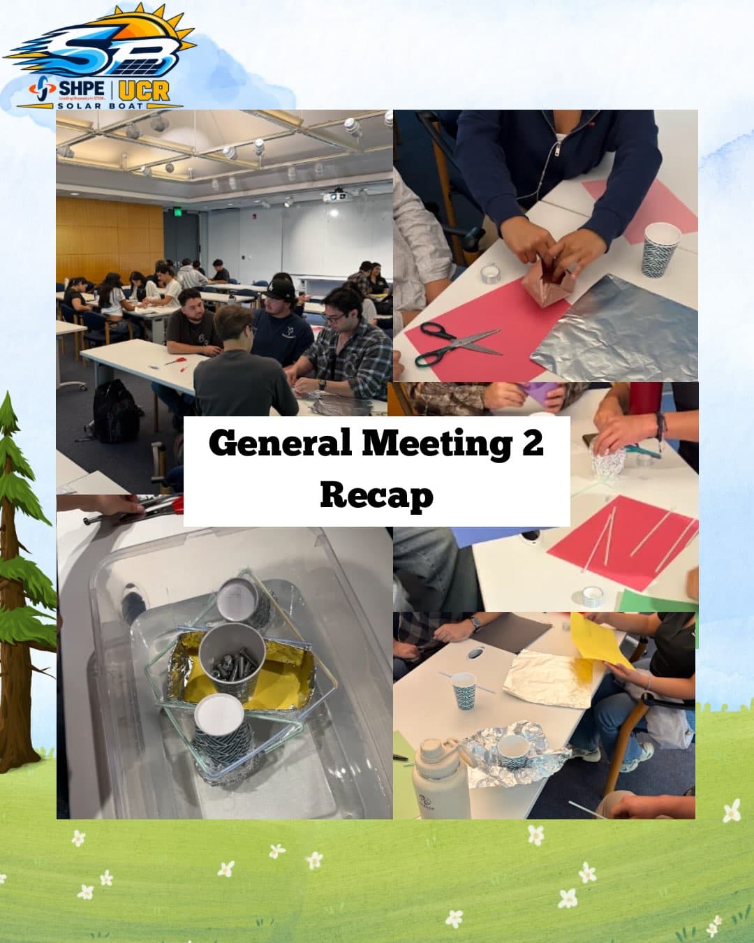 Flyer for SHPE UCR Solar Boat General Meeting 3
