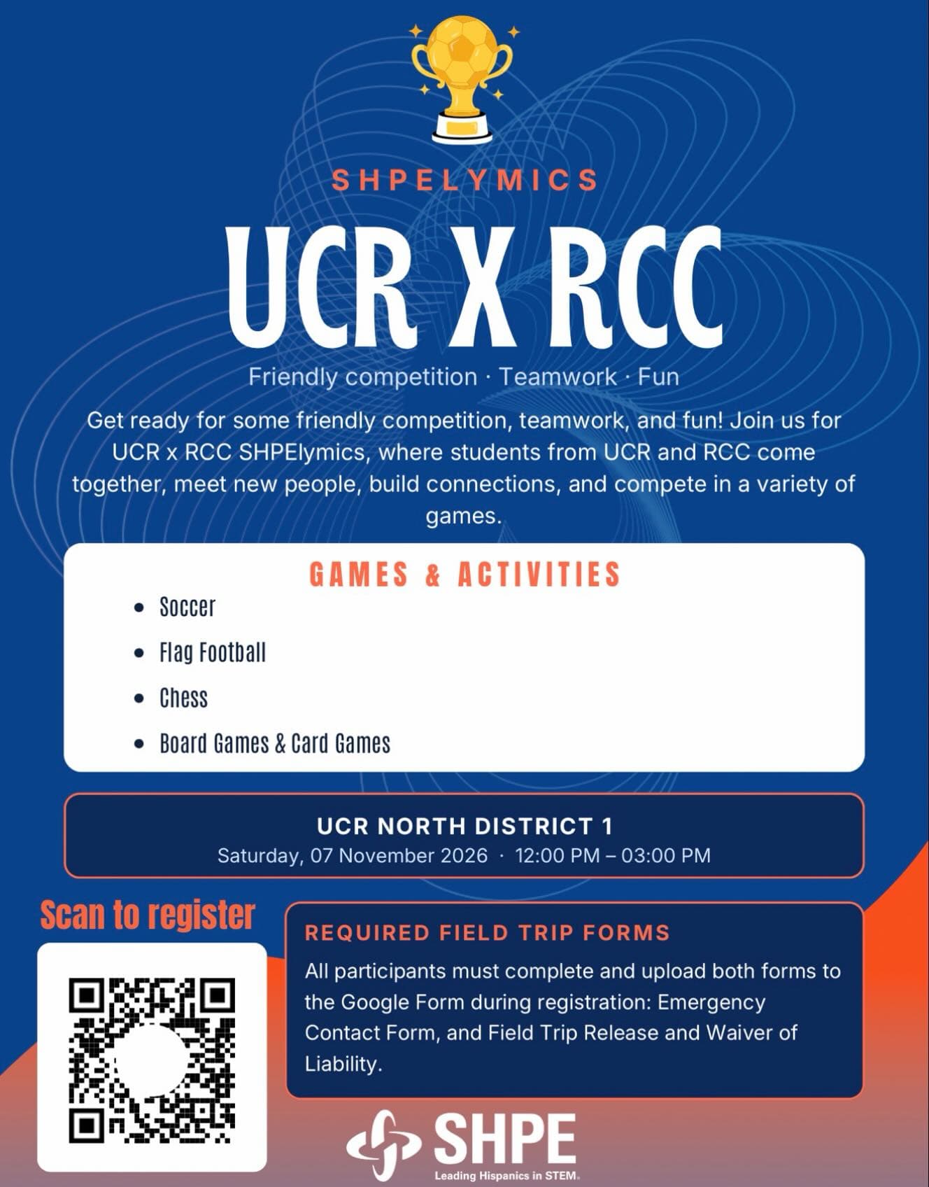 Flyer for UCR x RCC SHPElymics