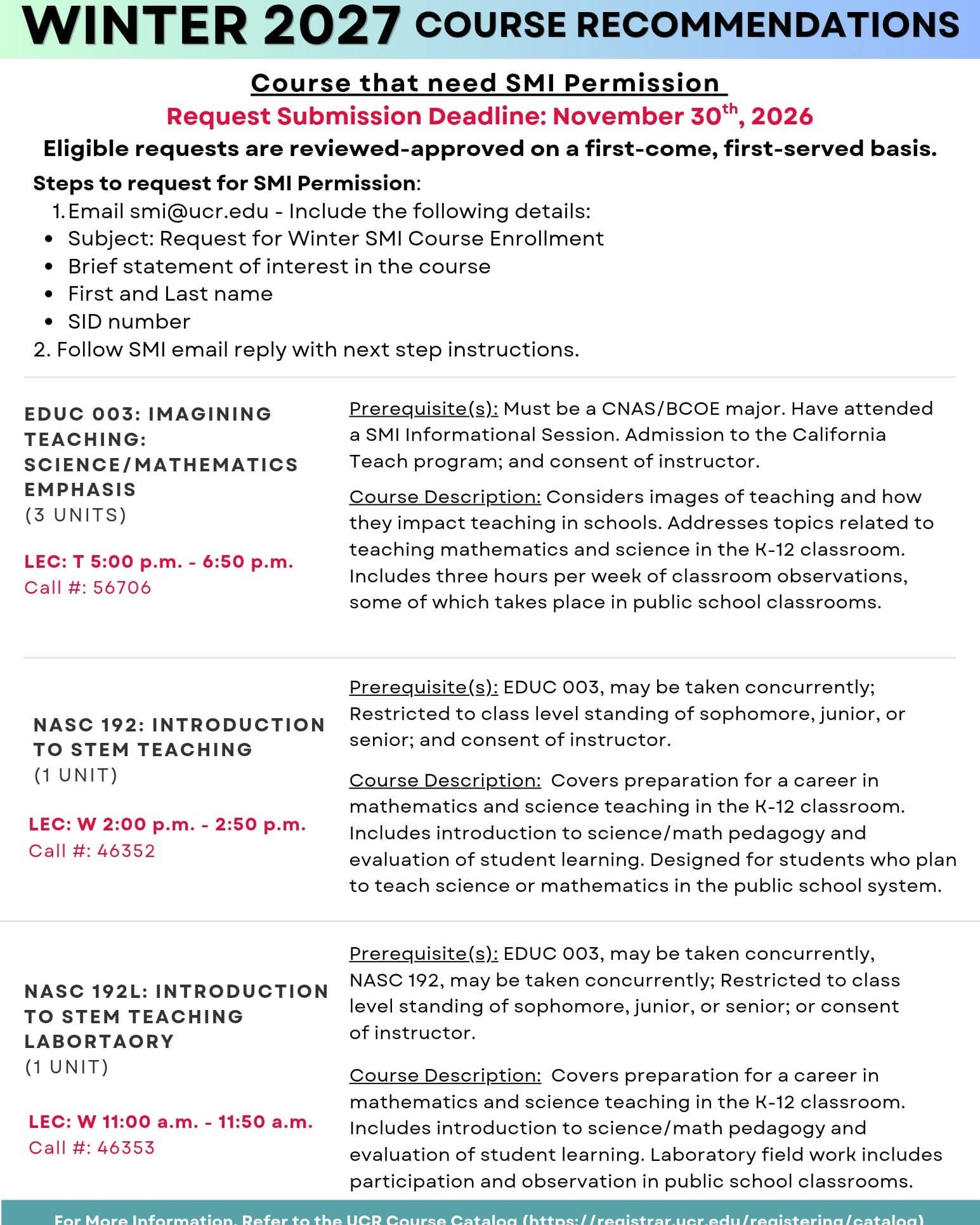Flyer for Request Submission Deadline for SMI Permission