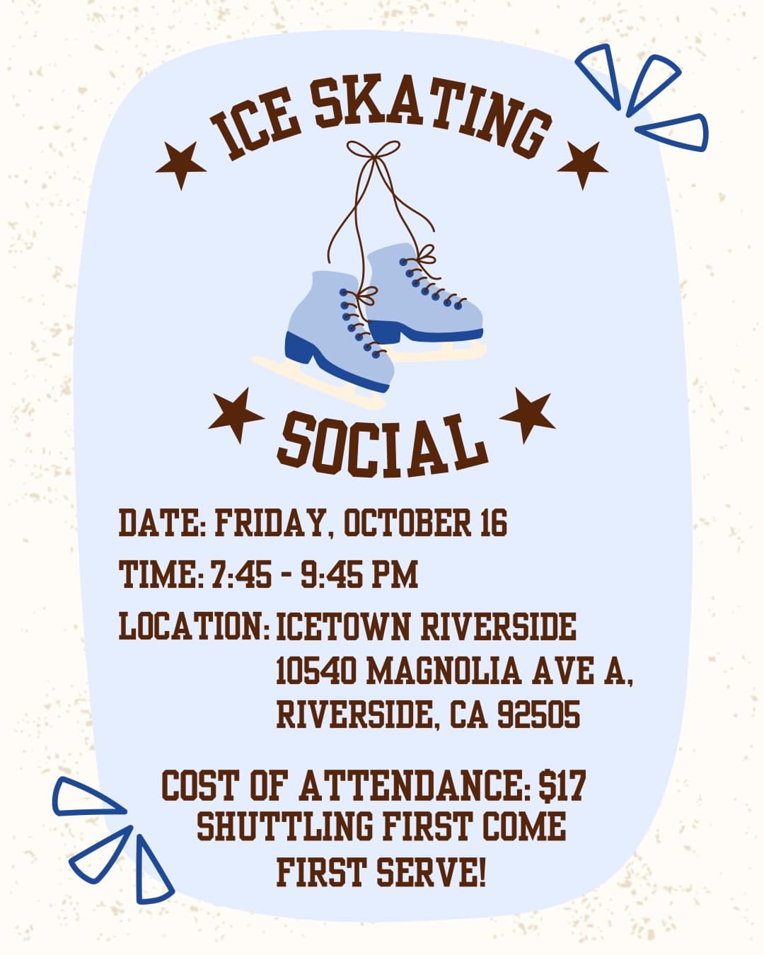 Ice Skating Social Sign-up Deadline, Today flyer