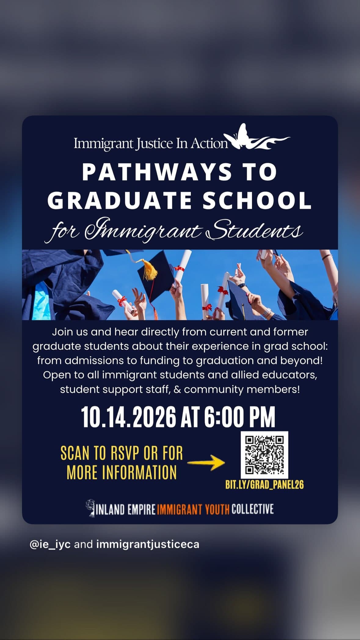 Flyer for PATHWAYS TO GRADUATE SCHOOL for Immigrant Students