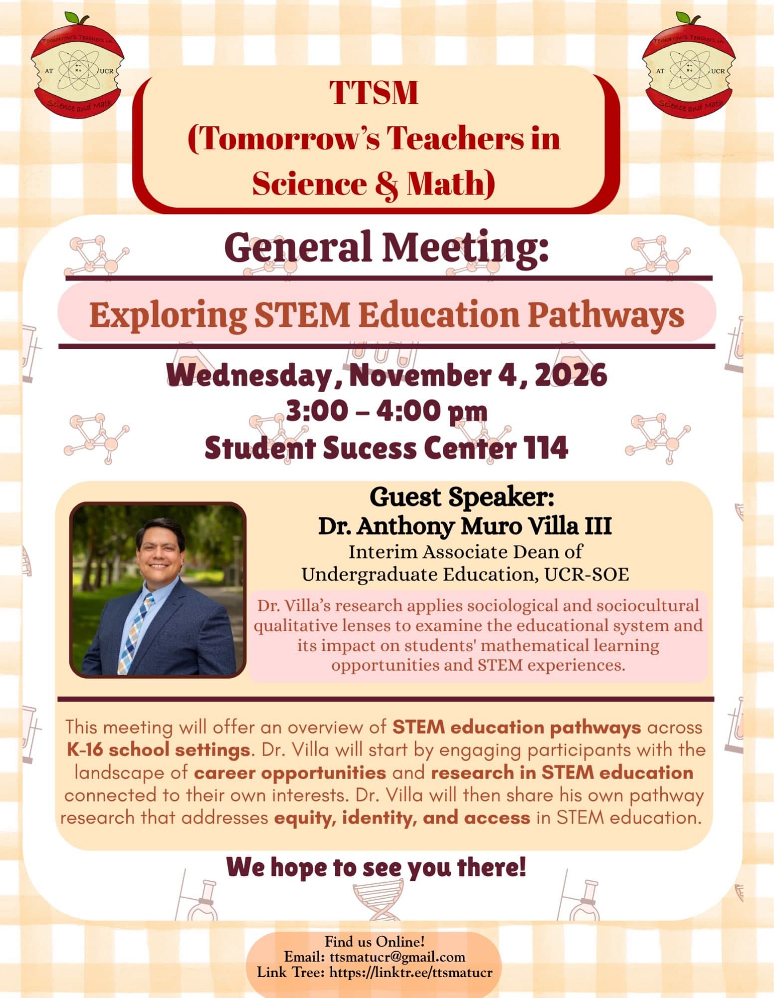 Flyer for TTSM General Meeting 3: Exploring STEM Education Pathways
