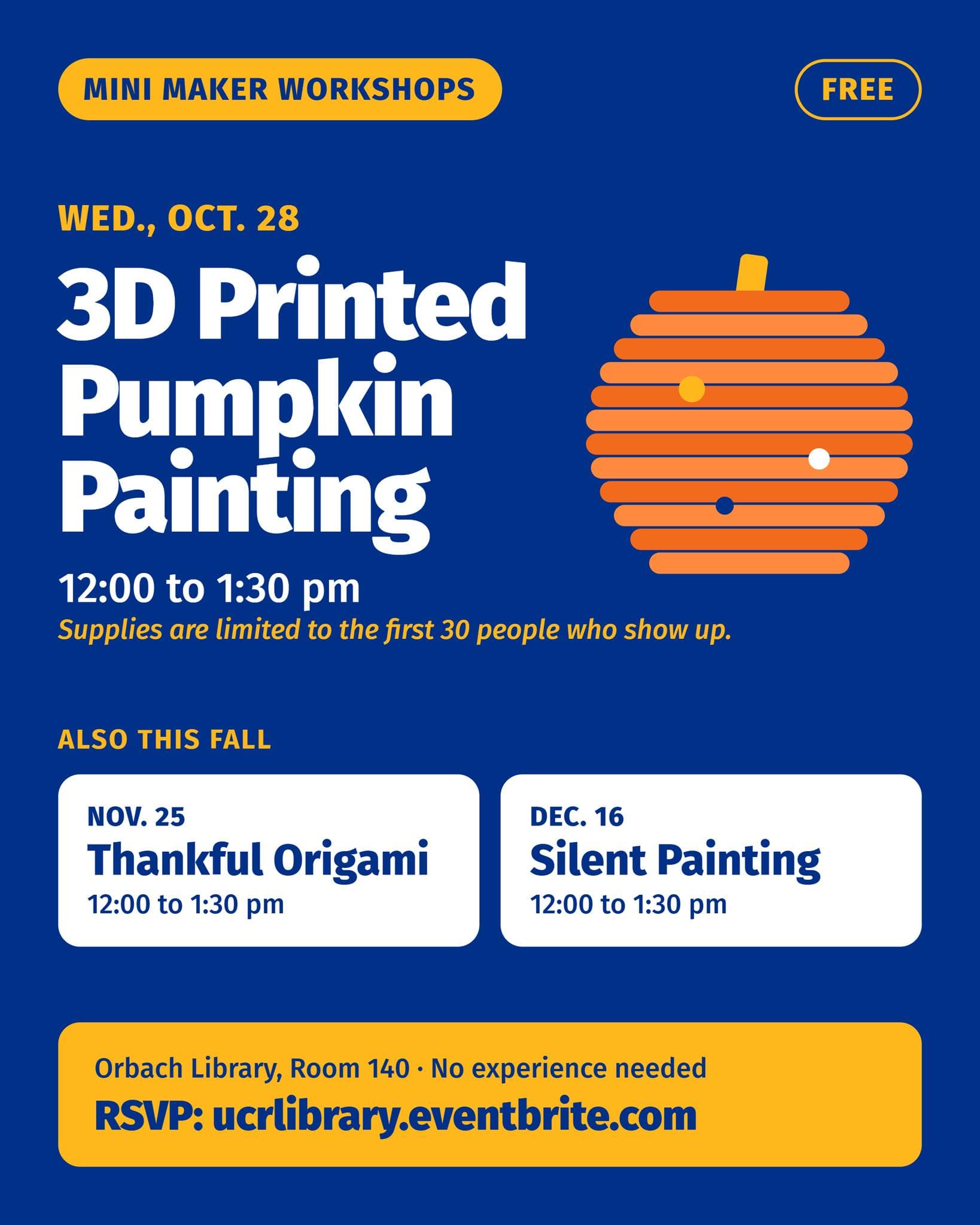 Flyer for Mini Maker Workshop: Thankful Origami