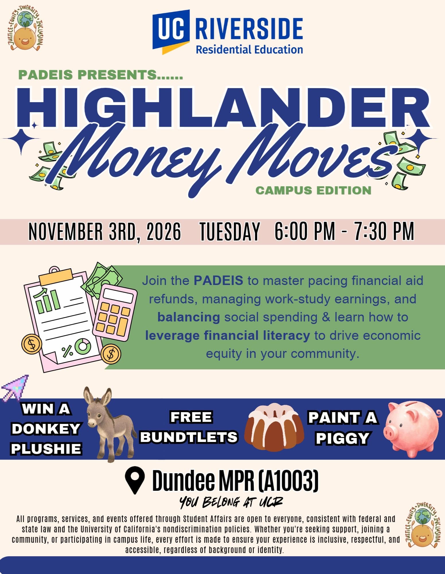 Flyer for Highlander Money Moves: Campus Edition