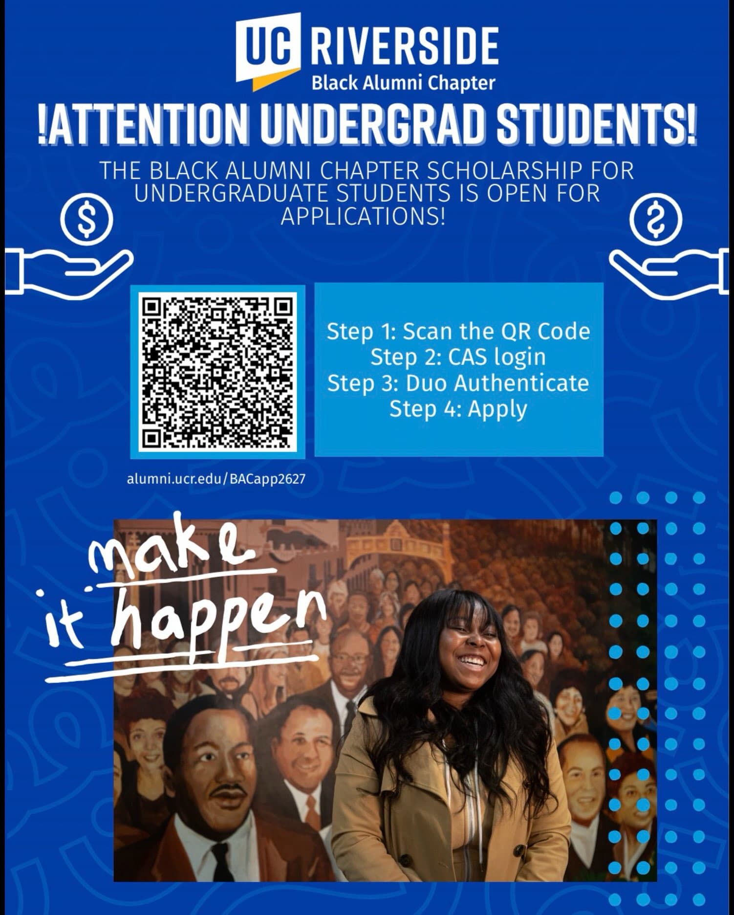 Flyer for Black Alumni Chapter Scholarship Application Deadline