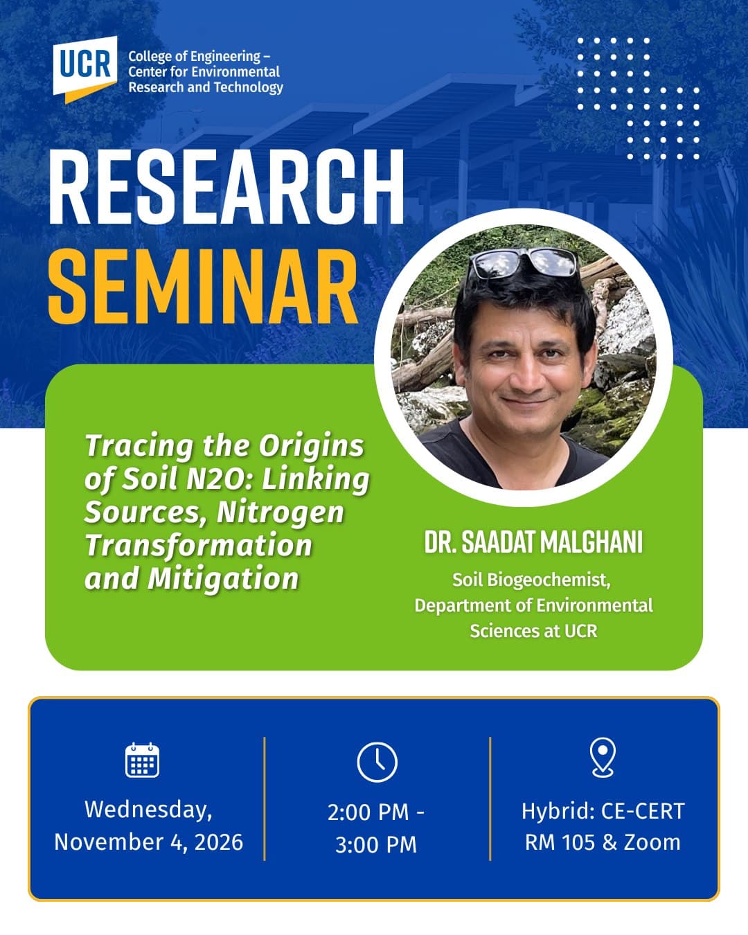 Flyer for Research Seminar: Tracing the Origins of Soil N2O