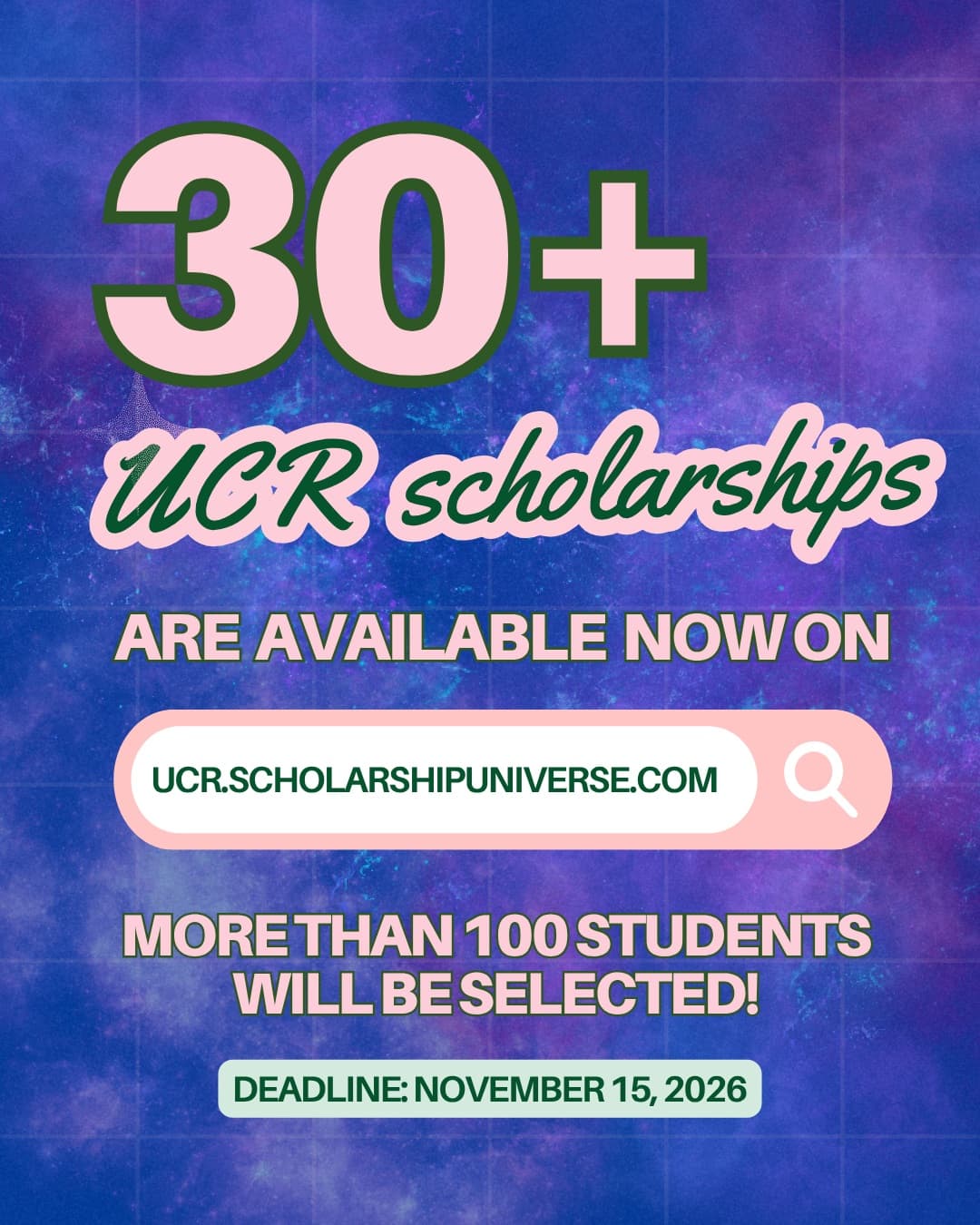Flyer for Scholarship Application Deadline