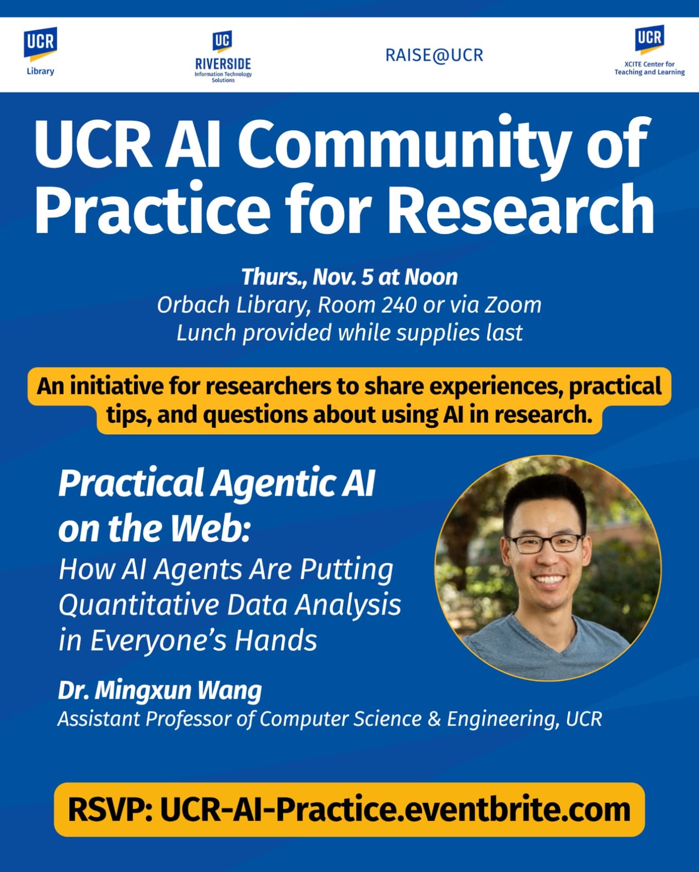 Flyer for UCR AI Community of Practice for Research