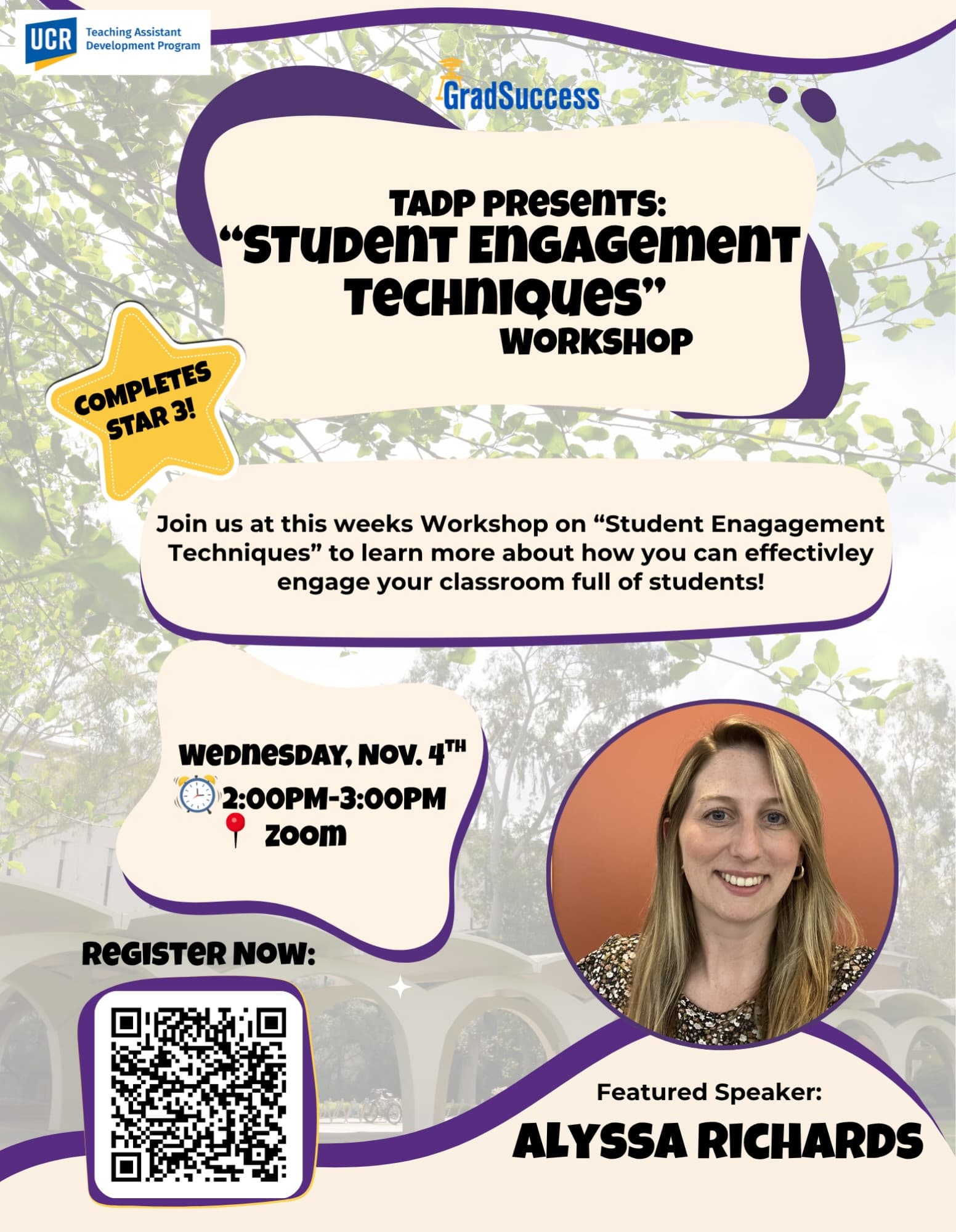Flyer for Student Engagement Techniques Workshop