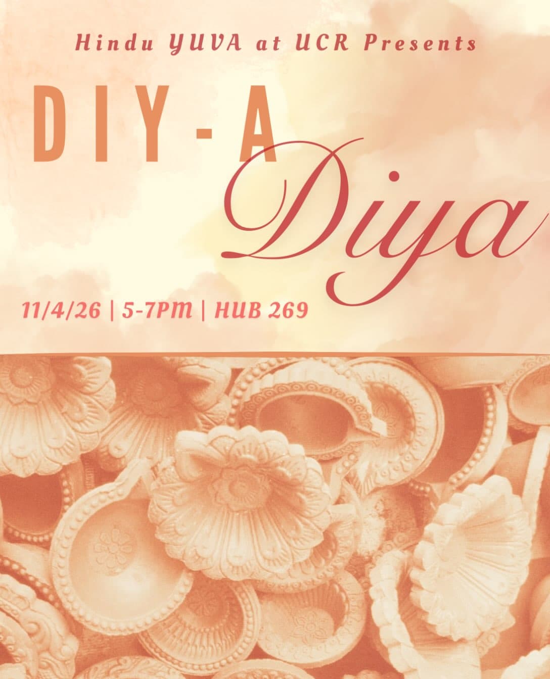 Flyer for Hindu YUVA at UCR DIY Diya Decoration GBM