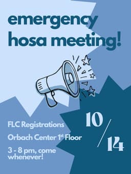 HOSA Emergency Meeting: FLC Registrations, Today flyer