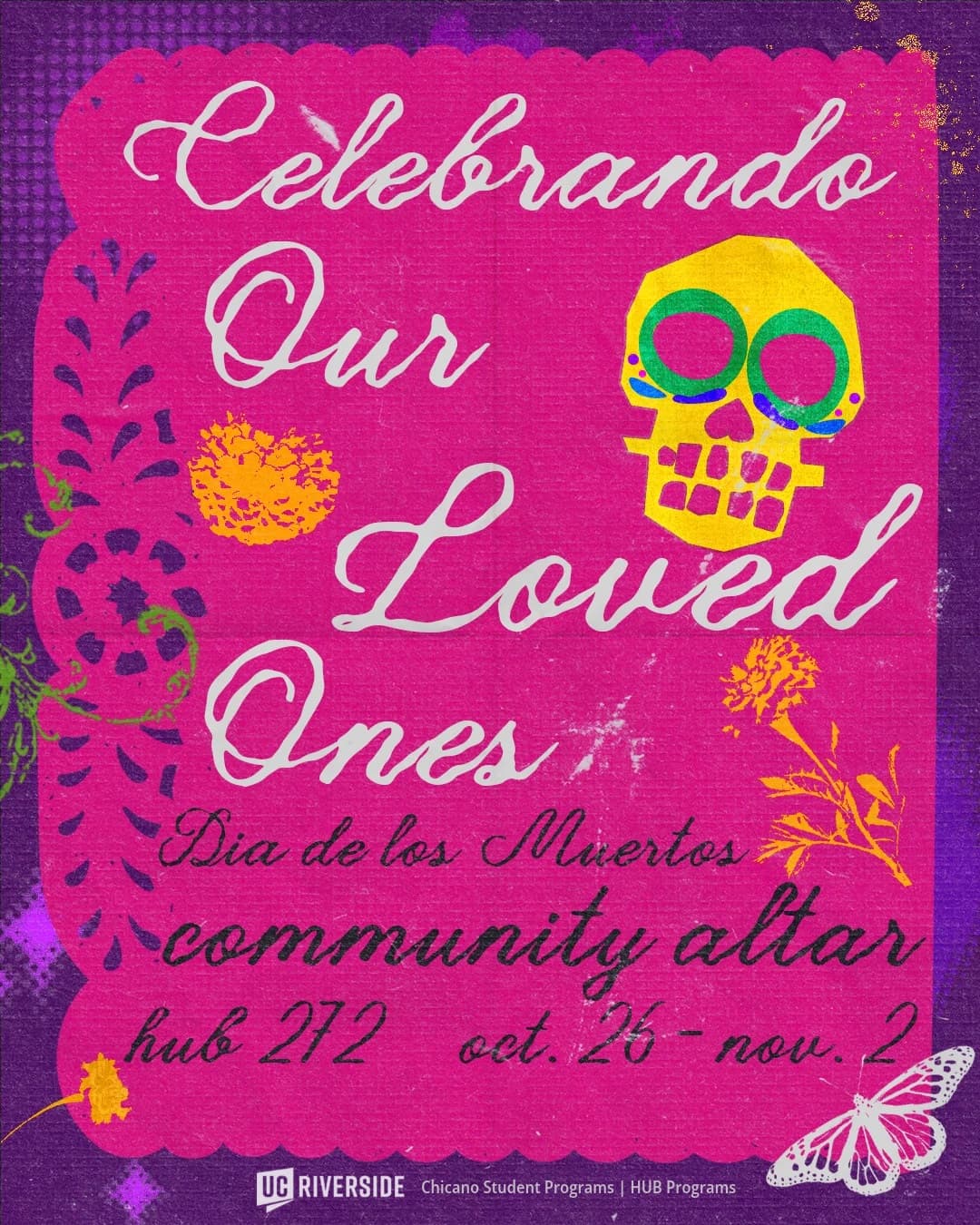 Flyer for Dia de los Muertos Community Altar