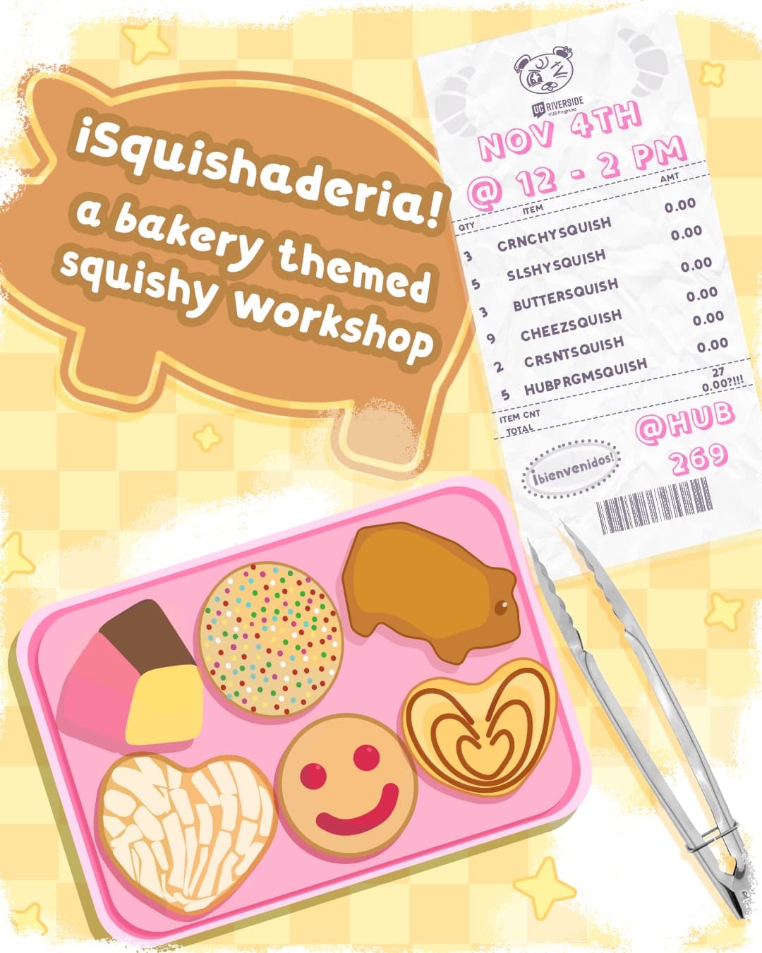 Flyer for Squishaderia Bakery Themed Squishy Making Workshop