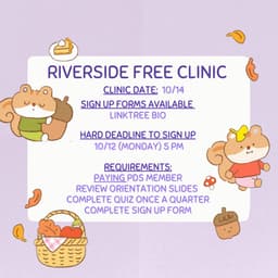 Riverside Free Clinic Sign-up Deadline, Tomorrow flyer