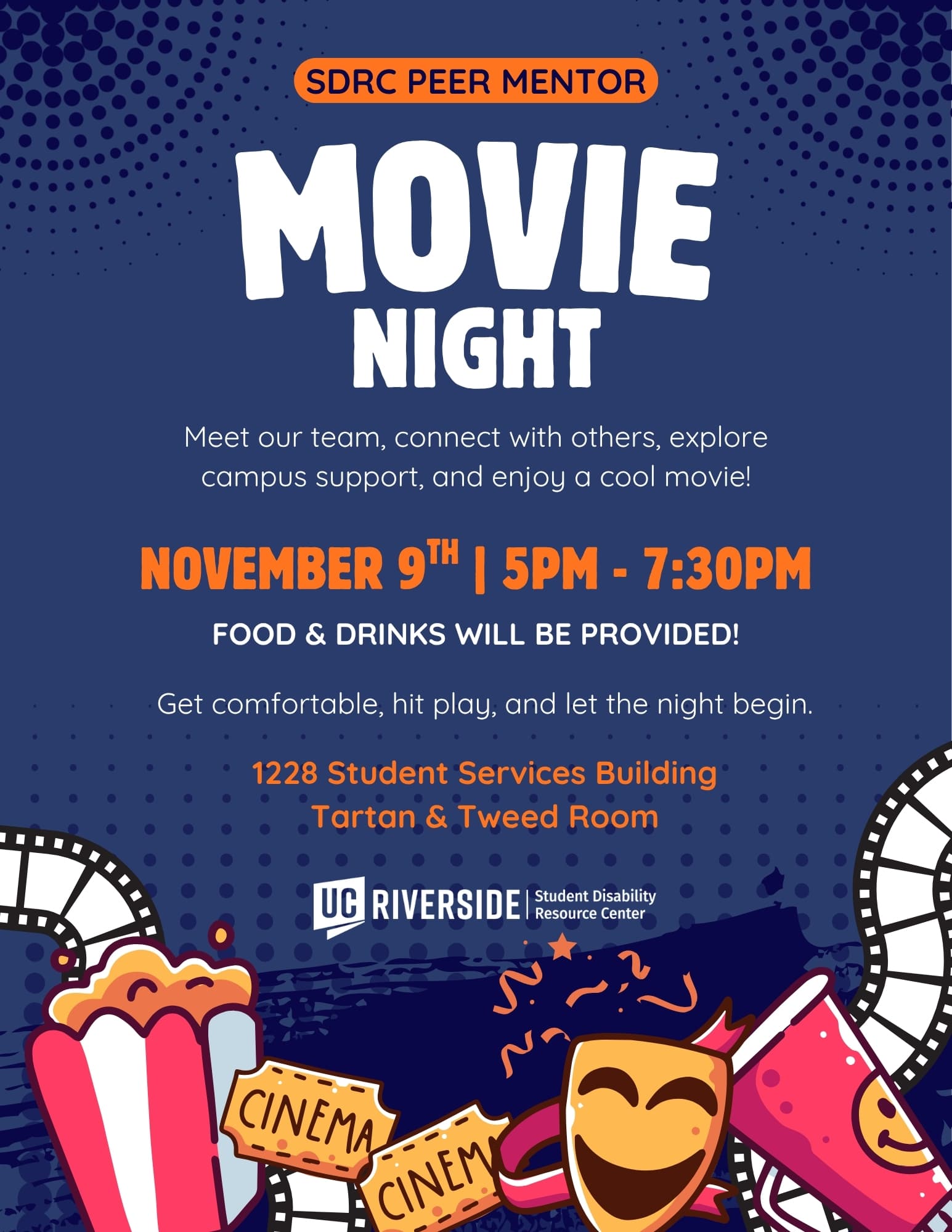 Flyer for SDRC Peer Mentor Movie Night