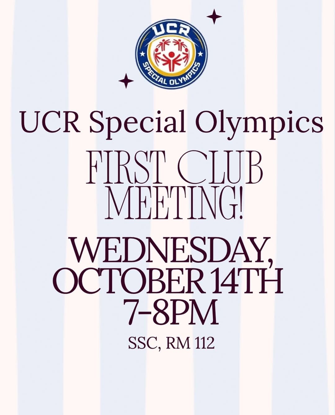 Flyer for UCR Special Olympics First Club Meeting