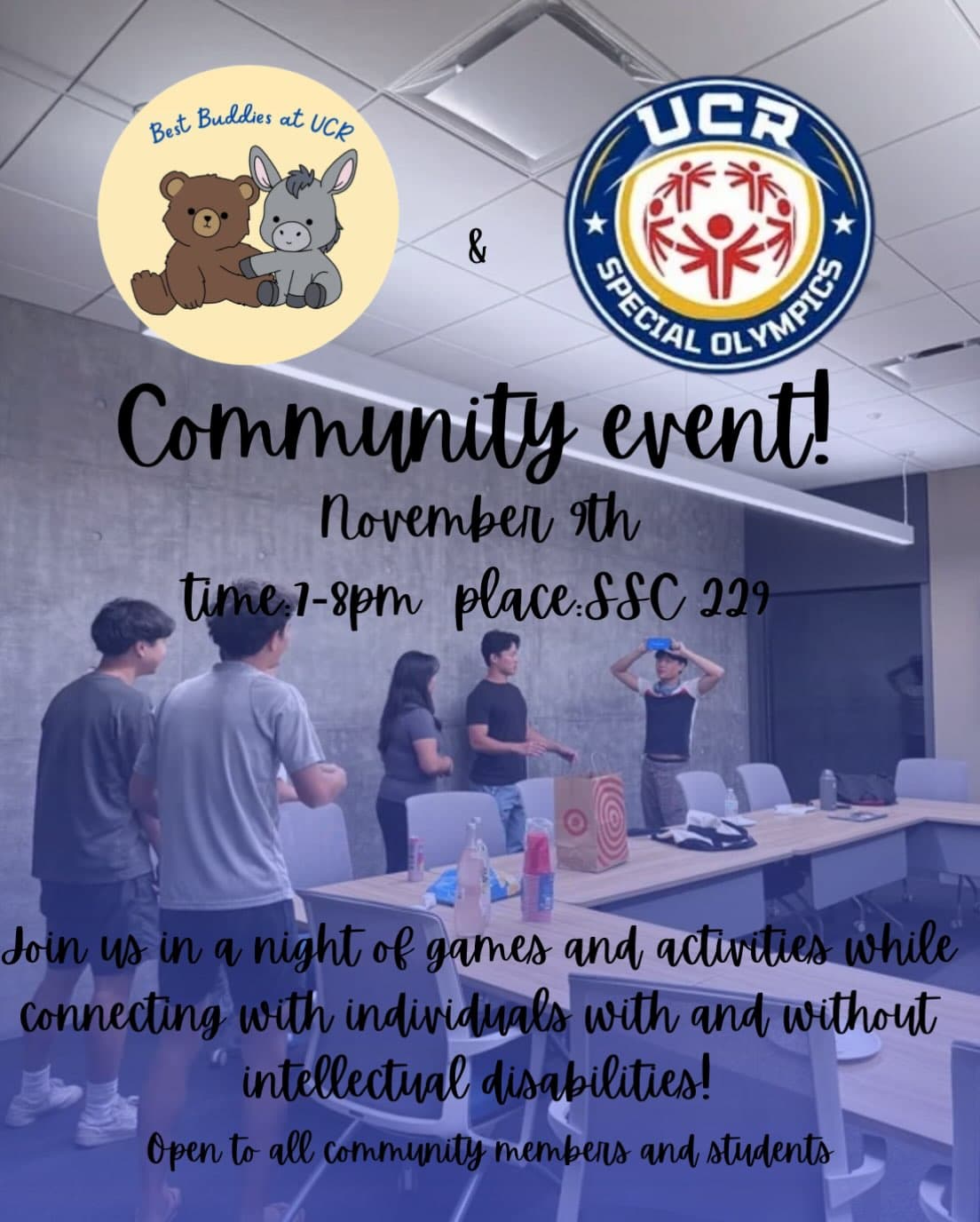 Flyer for Best Buddies at UCR & UCR Special Olympics Community Event